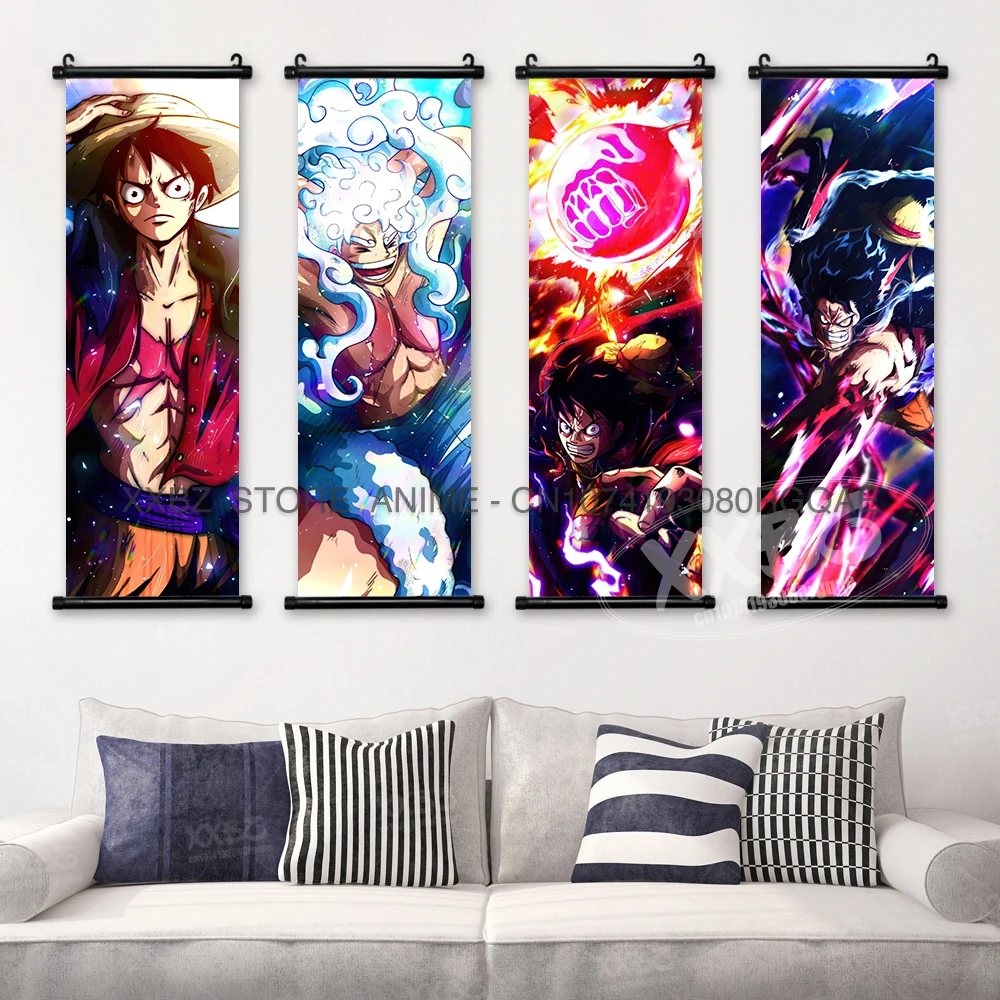 ONE PIECE Scroll Pictures Shanks Home Decoration Cartoon Wall Art Interior Canvas Prints Zoro Painting Luffy Gear 5 Anime Poster