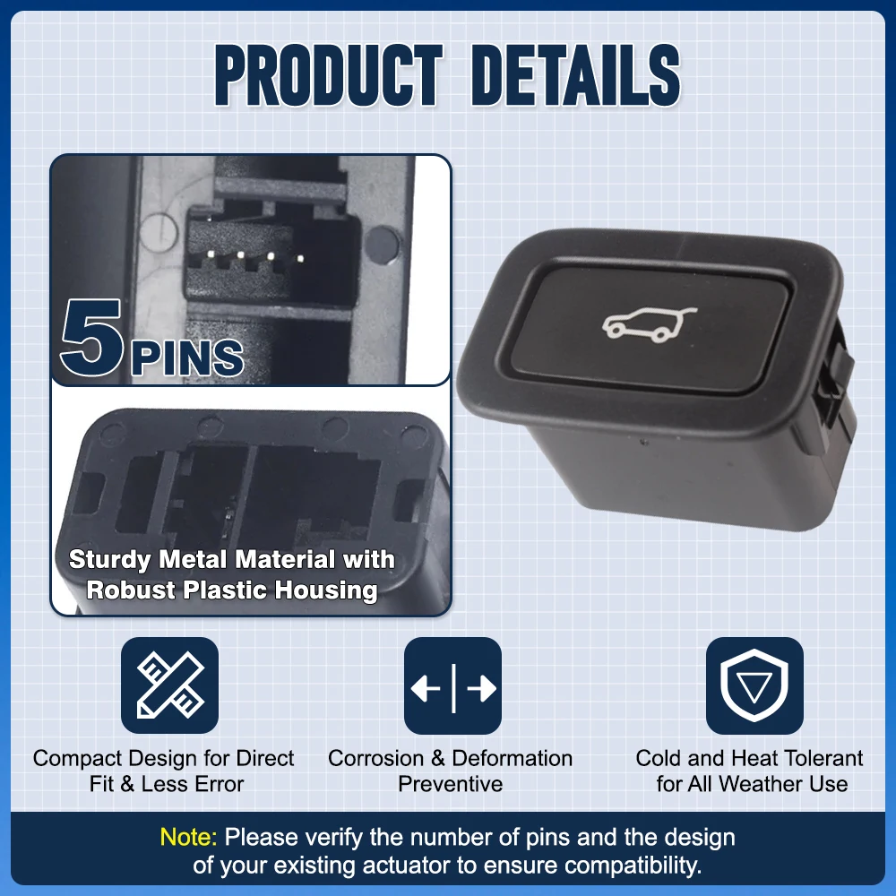 

LR040338 Car Rear Door Trunk Tailgate Switch Open Release Button 5Pins For Range Rover Sport Land Rover Discovery