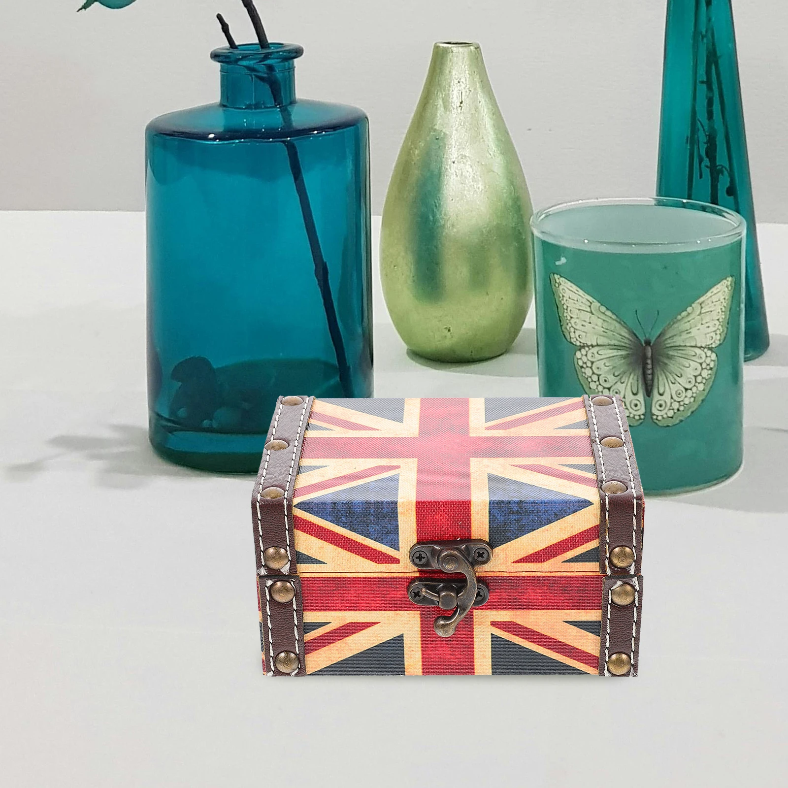 

Wooden Retro Jewelry Box Medium Storage Case Multipurpose Treasure Chest Decorative Home Organizer Treasure Box