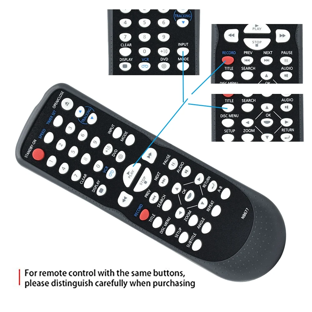 NB677 Remote Control for  navox NB677UD CDV220MW9 CDV220MW9/F DVD VCR Player Remote Control Replacement
