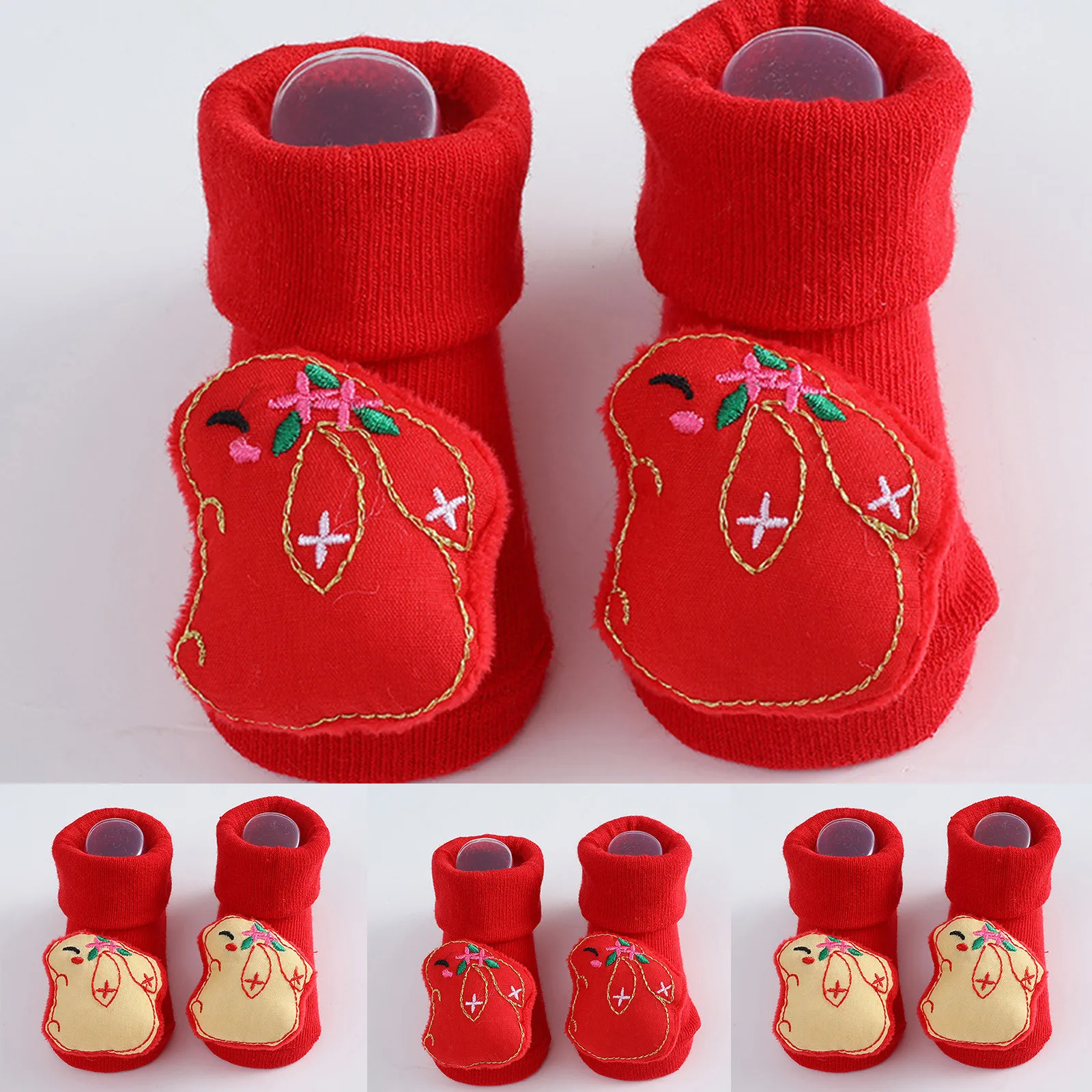 

Baby Socks Baby 3D Cute Rabbit Dress Socks Glue Dispensing Non Slip All Season Red Socks Non Slip Floor Sock Shoes Xmas Gifts