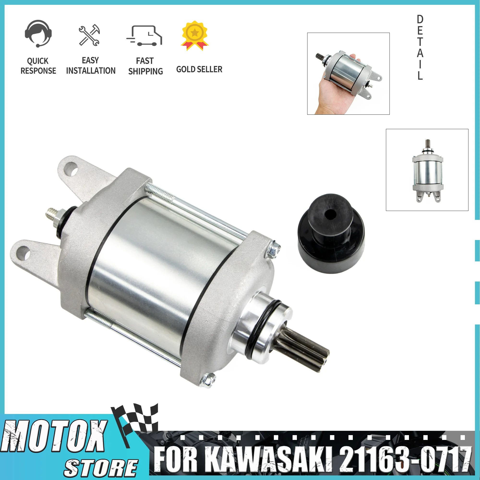 Motor de arranque de motocicleta apto para Kawasaki NINJA 300 EX300 Versys-X 300 KLE300 Versys X 300 21163-0717