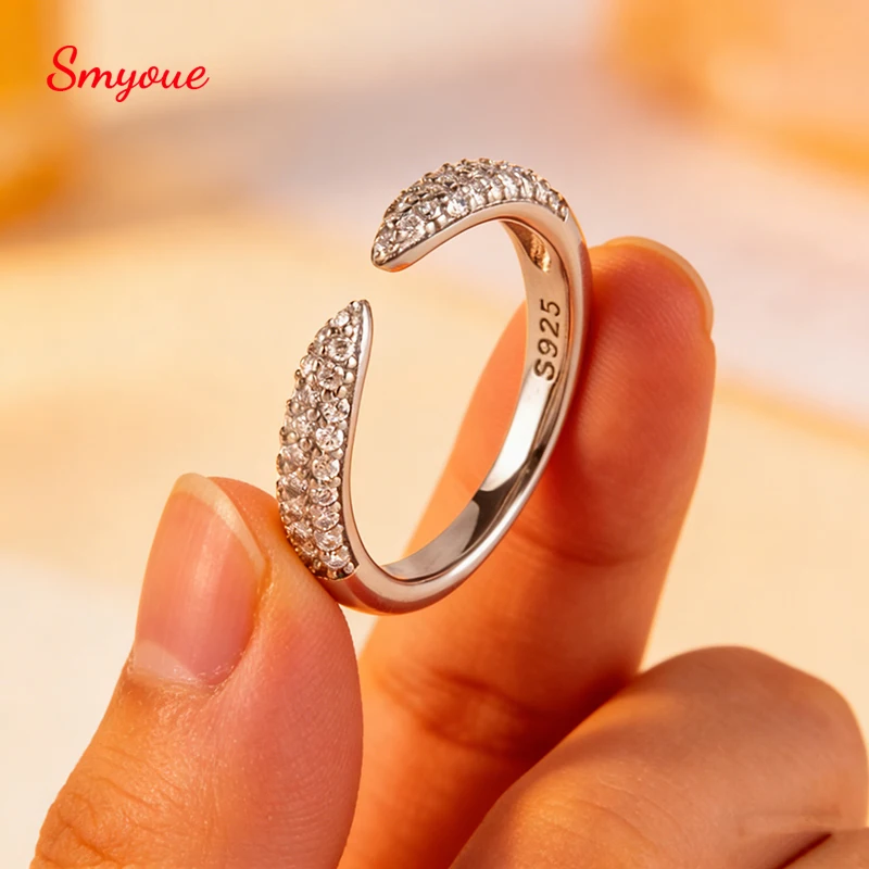 

Сертифицированные штабелируемые кольца Smyoue с муассанитом для женщин, открытые обручальные кольца, ювелирные изделия на каждый день, серебро 925 пробы, оптом