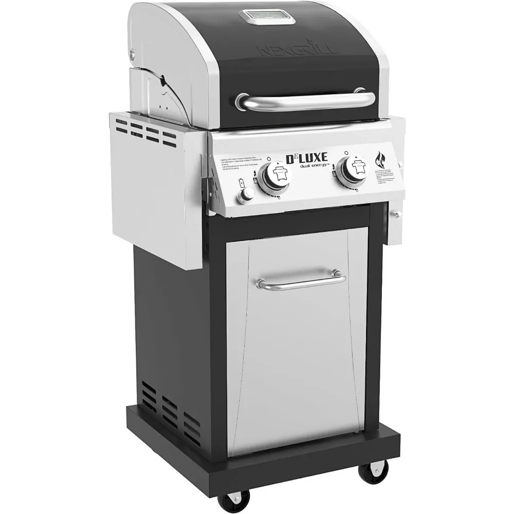 BBQ Grill, 2-Burner Propane Gas Grills with Foldable Side Tables, Convertible To Natural Gas, BBQ Grill