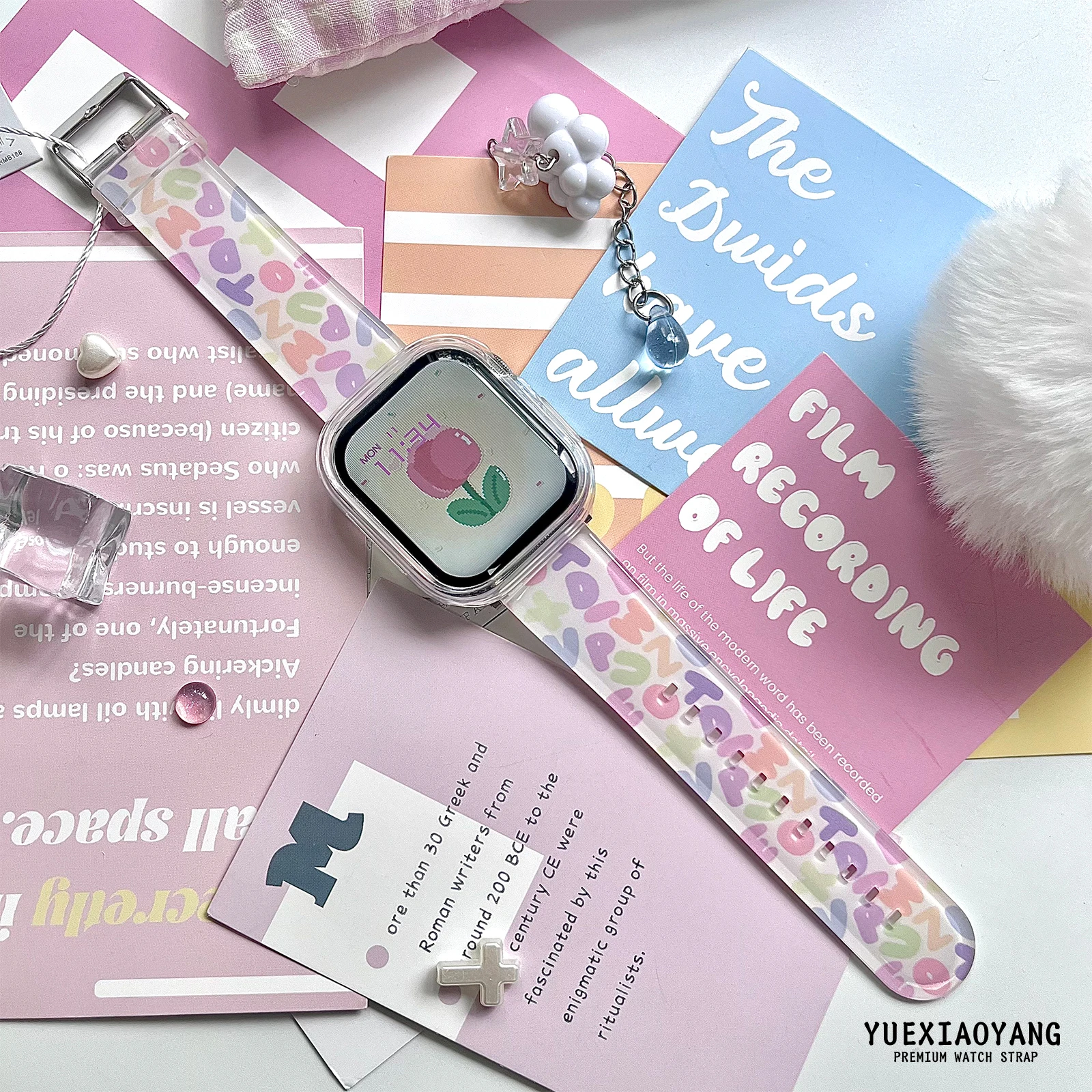 

Doodle Letters Series Printed Strap for Apple Watch 10 9 8 7 Band Replaceable Bracelet for iWatch 46mm 44mm 42mm 41mm Watchband