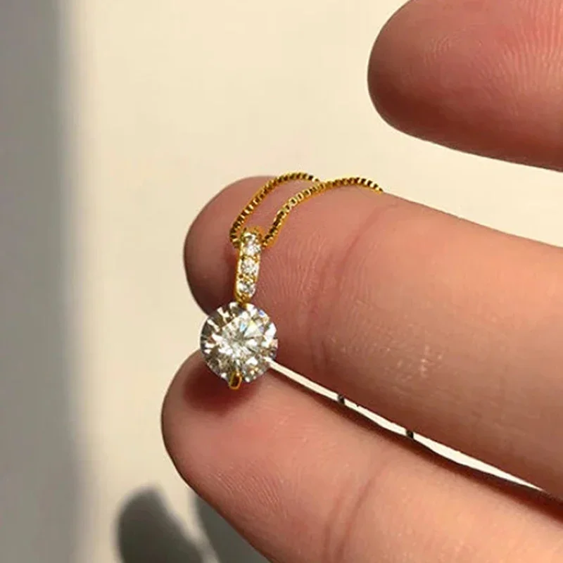 

CAOSHI Chic Graceful Round Cubic Zirconia Pendant Necklace Lady Engagement Jewelry Simple Fashion Accessories for Wedding Party