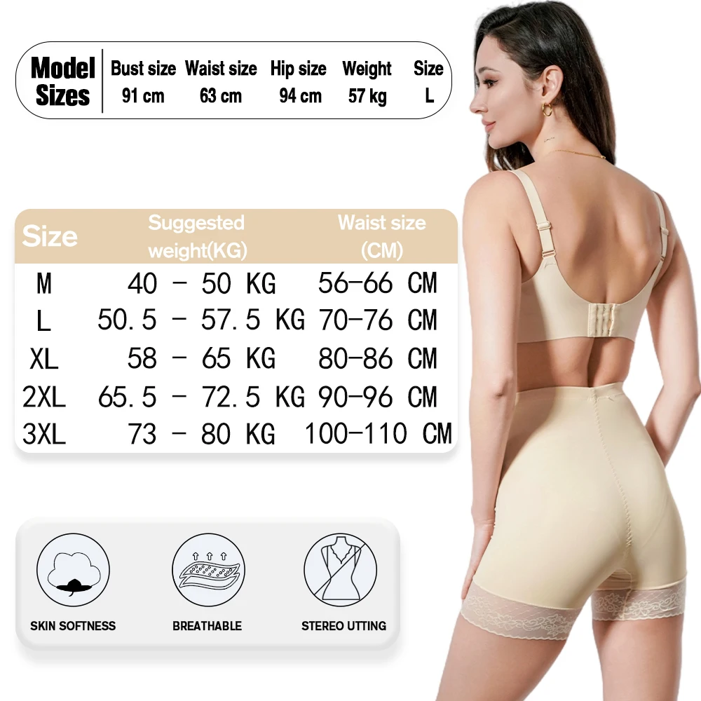 2024 New Women belly slimming Plus Big Size Safety Pants Soft and Comfortable Elastic Material Shorts with Lace Panties