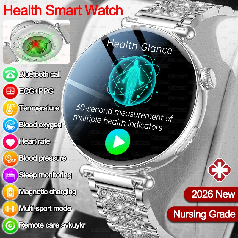 

New Micro Physical Examination Health Smart Watch Women ECG Heart Rate Voice Call Waterproof Sports Smartwatch For Women's Gift