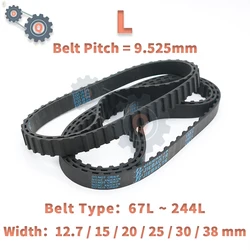 Rubber Belt 67L to 244L Model L Timing Belt Tooth Pitch 9.525mm L Belt Width 12.7mm 15mm 20mm 25mm 30mm 38mm L Synchronous Belt