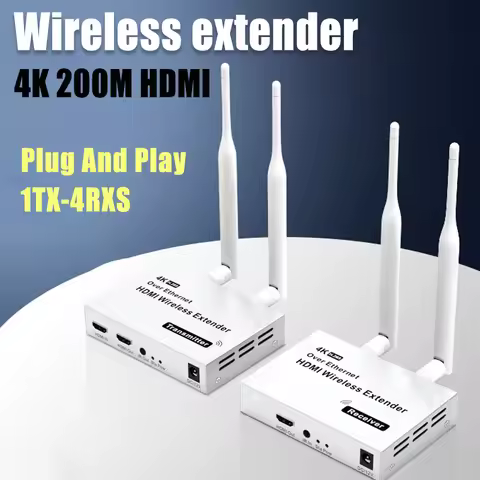 4K 200m 5.8GHz Wireless HDMI Transmitter Receiver Extender 1 TX-4 RX Audio Video Extender Kit with IR HDMI Loop-Out For TV Box