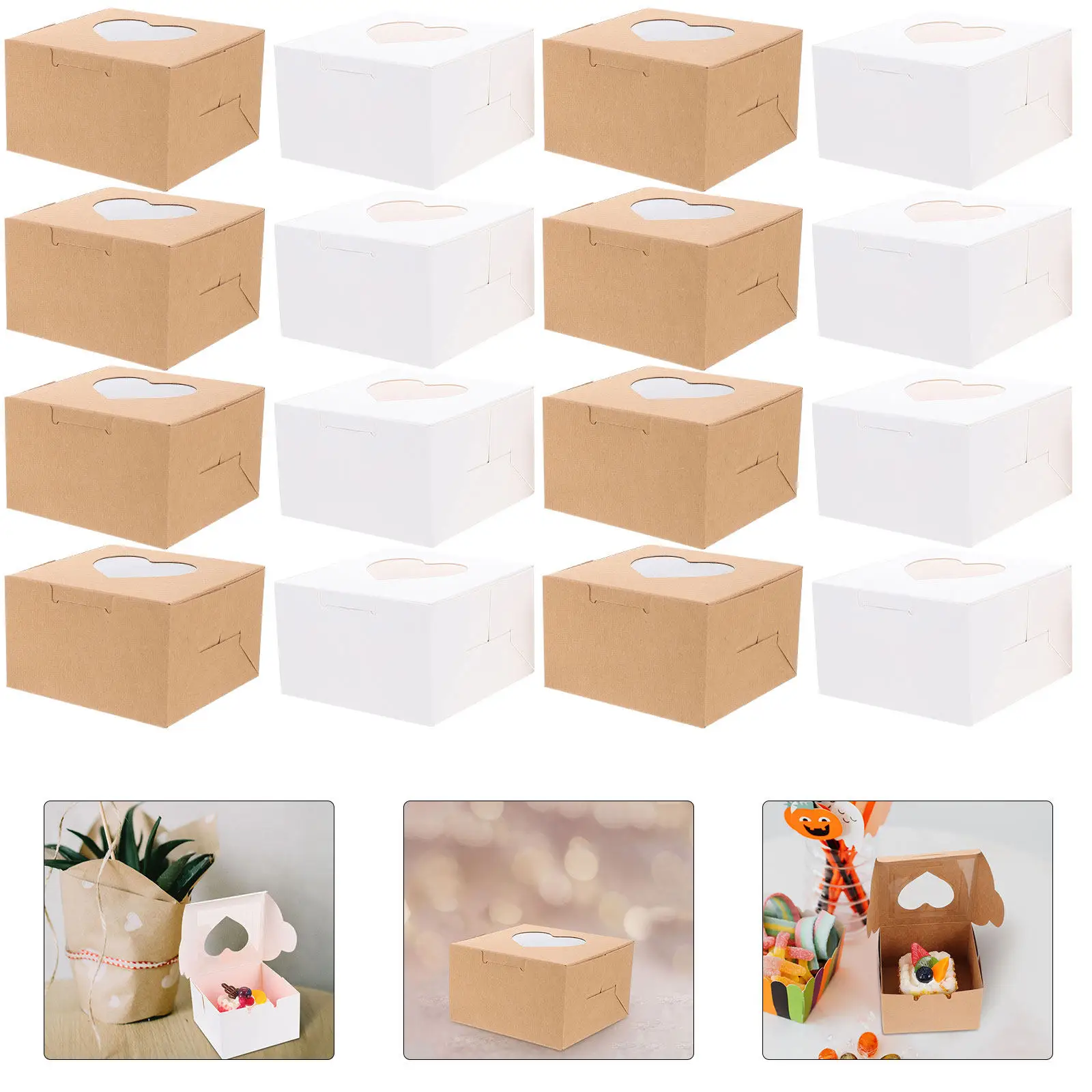 40Pcs Egg Yolk Pastry Cake Boxes Premium Paper Thick Transparent Lid for Takeaway Baking Packaging Dessert Cake Container