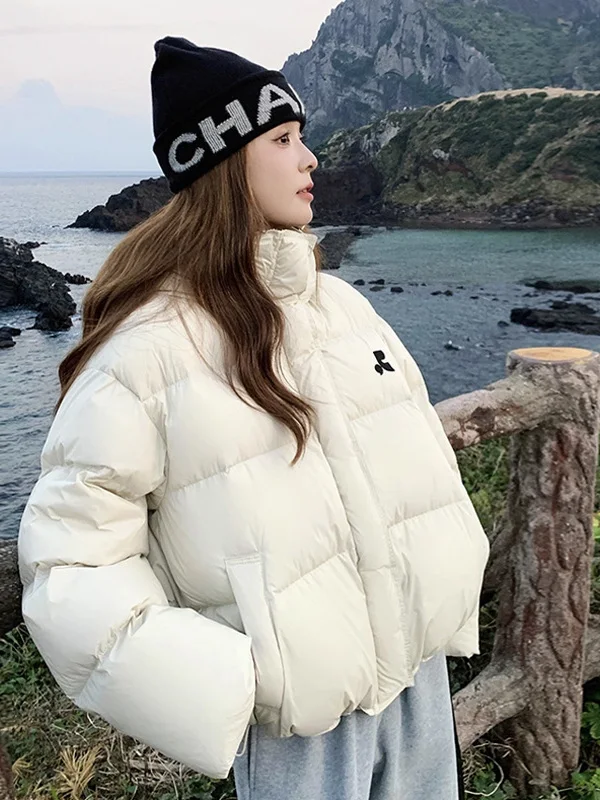 

Fashionable Beige Warm Hooded Cotton Jacket Women's 2025 Winter New Design Thickened Bread Style Coat Trendy Long Sleeve Zipper