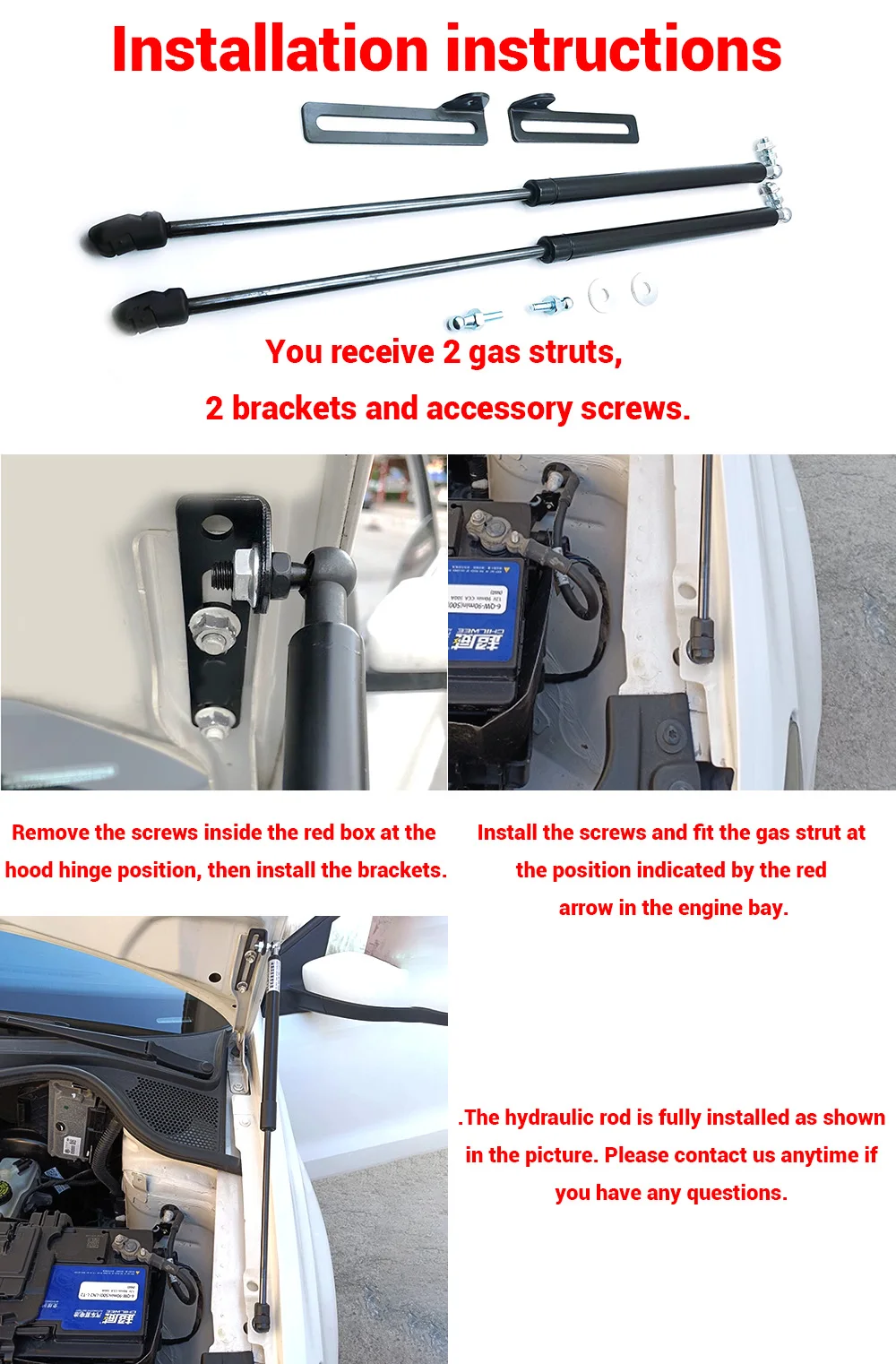 Car Refit Bonnet Hood Gas Spring Shock Lift Strut Bars Support Rod For VW Polo MK5 2010 2011 2012 2013 2014 2015 2016 2017 2018