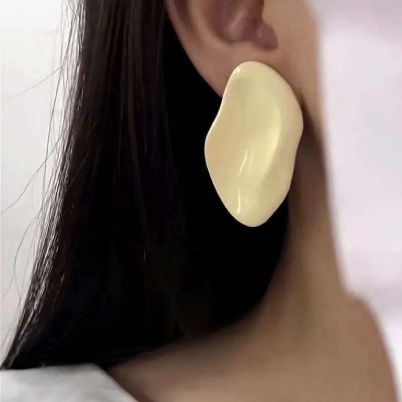 Fashionable Retro Colored Drip Glaze Metal Abstract Earrings for Women Elegant Commute Jewelry Daily Party Accessory