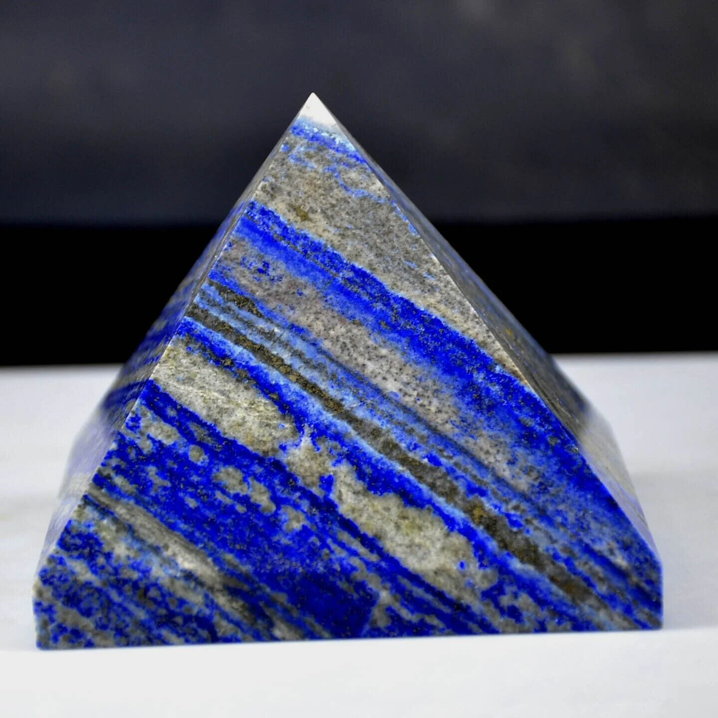 

Natural Lapis Lazuli Pyramid Energy Gems Meditation Room Office Decoration Gift Divination Collection