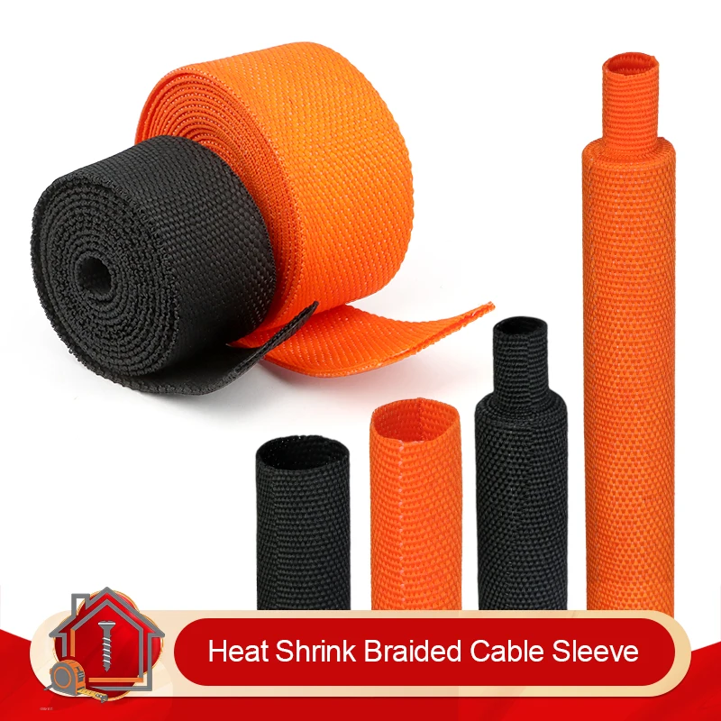 3m/pcs Cable Sleeve PET Heat Shrink Braided Diameter 4mm-30mm 2:1 Insulation Sleeving Wire Protection Sheath Line Organizer