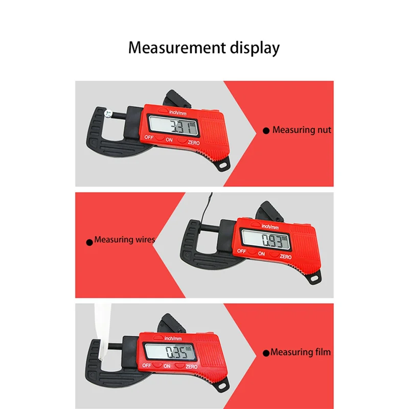 

A008 3 Pcs 0-12.7Mm Plastic Carbon Fiber Composites Digital Thickness Caliper Micrometer Gauge
