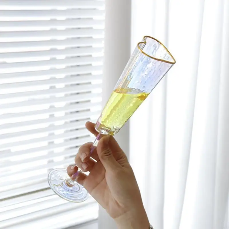 

Q6PE 2Pcs Gold Rimmed Glass Cup Champagne Flute Goblet Elegant Wine Drinking Glass