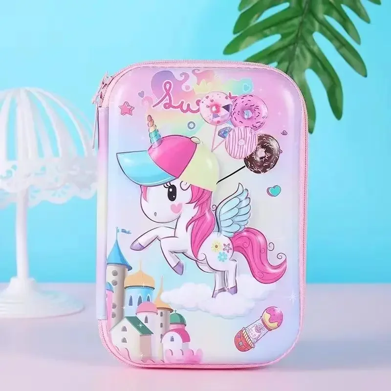 Bolsa de Eva 3D para lápices, estuche de gran capacidad con dibujos animados bonitos, EVA 3D Kawaii estuche rígido, caja de papelería para