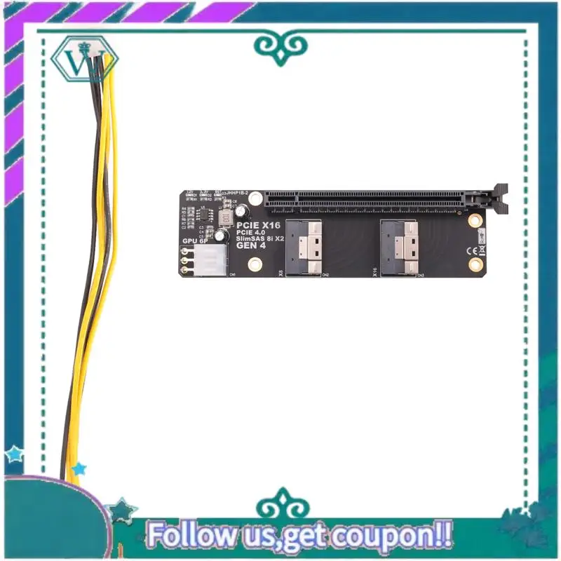

A75Q-Gen4 2-портовая плата Slimsas 8I X2 для PCIE 4,0 X16, сменная плата адаптера слота для сетевой карты, видеокарта, карта захвата