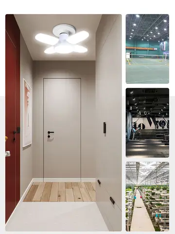 E27 Fan Shape Foldable 28W LED Bulb AC220V/110V Deformation for Home Ceiling Lights Warehouse and Garage White Light 6500K Bulb