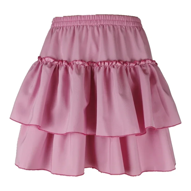 

Cake Skirts 2025 New Ruffled Women High Waist A-line Solid All-match Sweet Lovely Girl Korean Gentle Spring Kawaii Casual Skirts