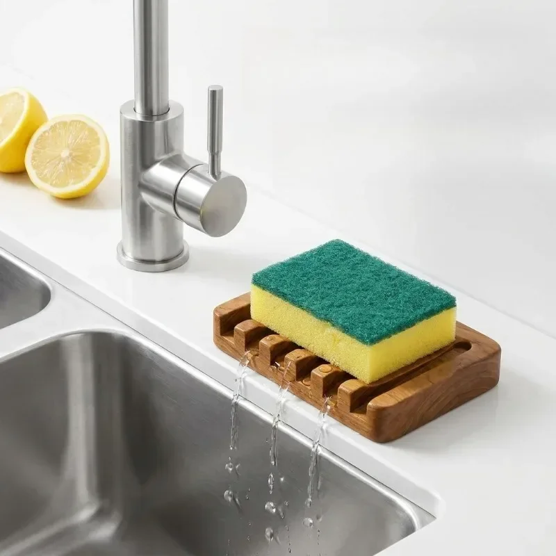 New Solid Wood Portable Soap Dishes Water Draining Tray Integral Bamboo Soap Holder Indoor Home Washroom Bathroom Decor Pro