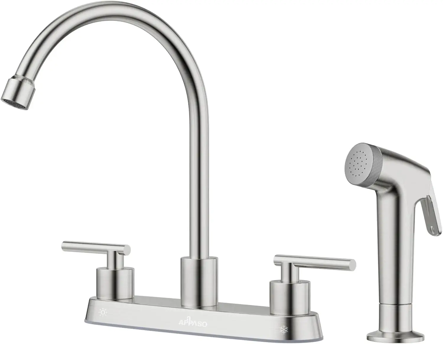 

Высокий кухонный смеситель из матового никеля с выдвижным распылителем, двухручковый, для автодомов, прачечных, хозяйственных зон и баров, сертифицирован cUPC