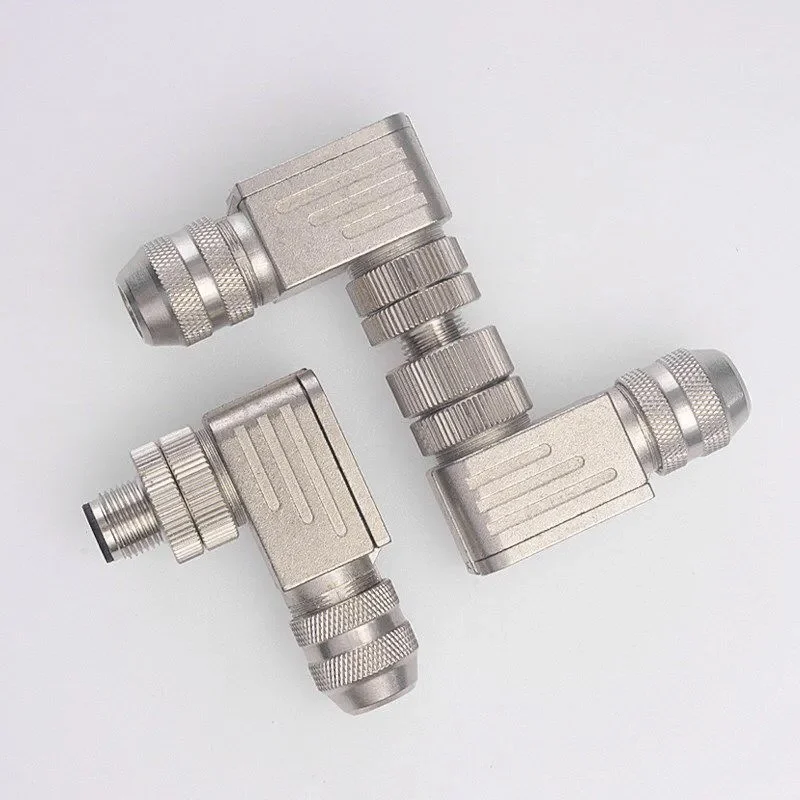 Aviation plug connector m12-4 core 5 core 8 core 12 pinhole metal shielded elbow sensor waterproof IP67