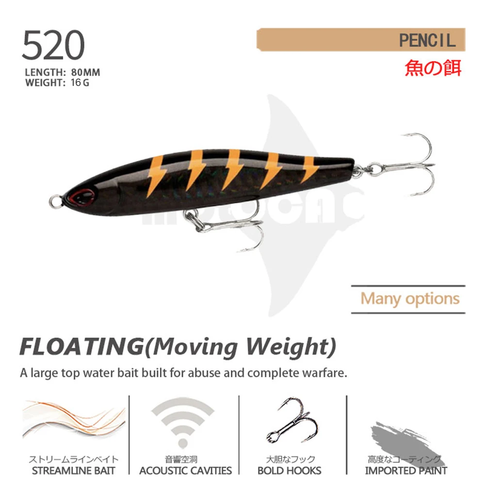 Fishing Lure Pencil Weights 16g 80mm Floating 1-2.5m Trolling Articulos De Pesca For Leurre Truite Fish Isca Artificial Cebos