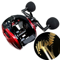 15KG Drag Jig Baitcast Fishing Reel Saltwater Big Game Reel Dual-row Powerful Magnet Carbon Fiber Baitcasting Reels 6.4:1 8+1BB