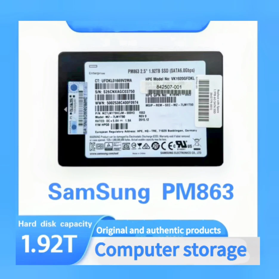 PM863 Customized 1.92T Solid State Drive SSD Sata Enterprise Server Desktop for：SamSung