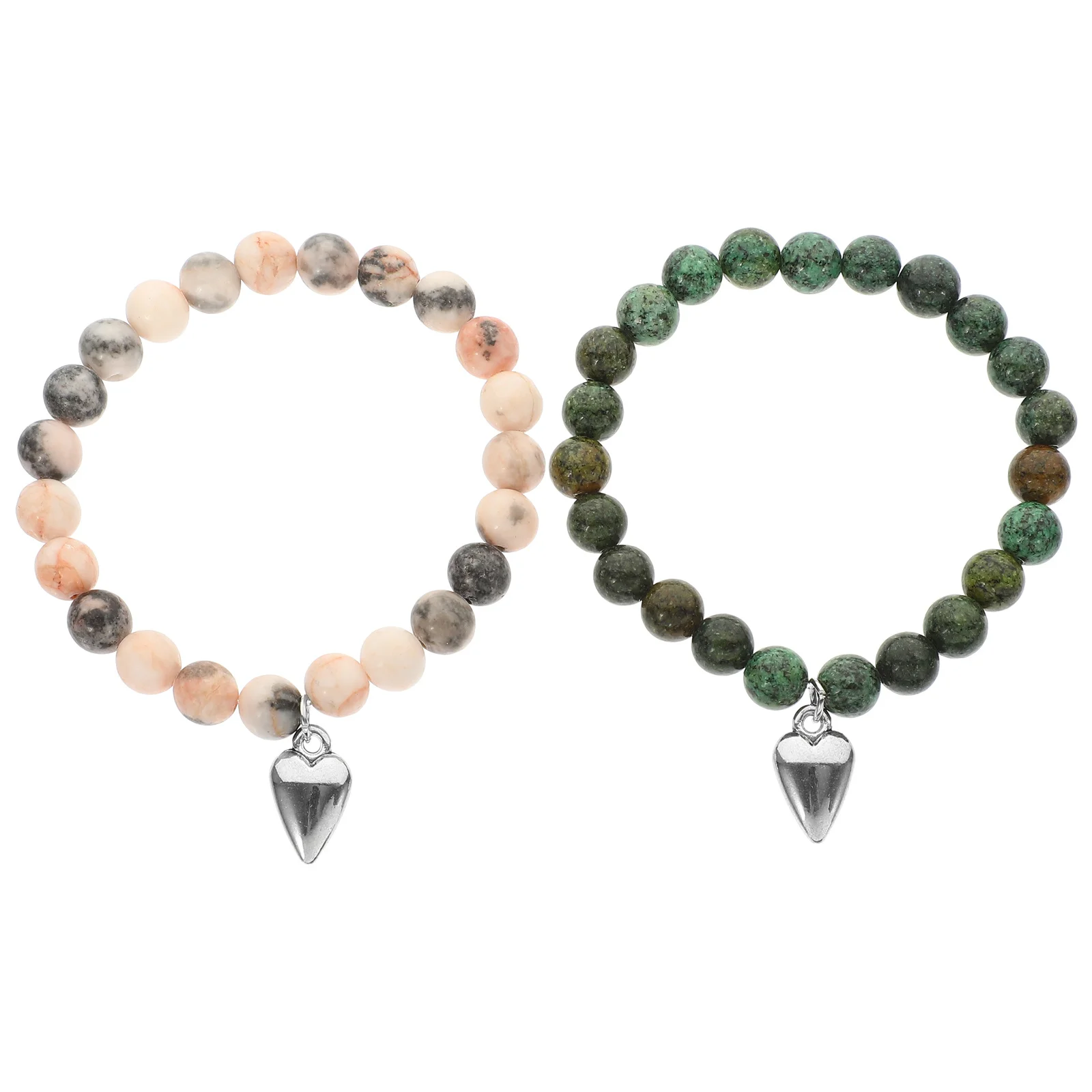 

2Pcs Love Heart Bracelets Sturdy Alloy Stone Small Wrist Accessories Elegant Gift for Friends Family Beaded Bracelet