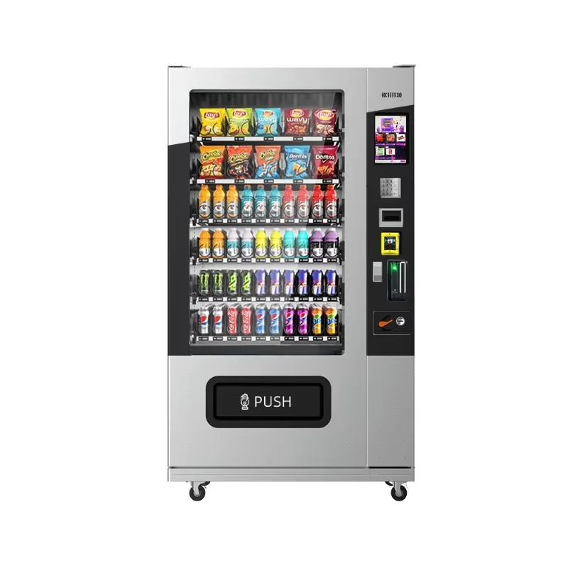 Vending Machine for Foods and Drinks 10 Inch Touch Screen Supports Card Cash and Coin Payment Popular in Europe and America