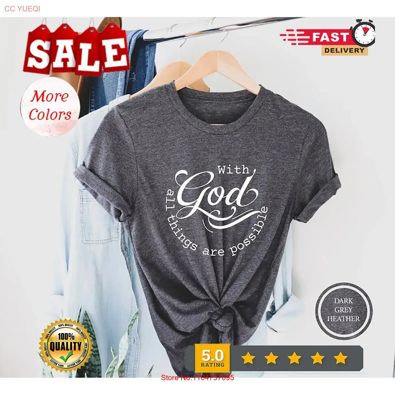 With God All Things Are Possible T Shirt Christian Religious Fai vintage Washed Breathable streetwear designer clothes Soft