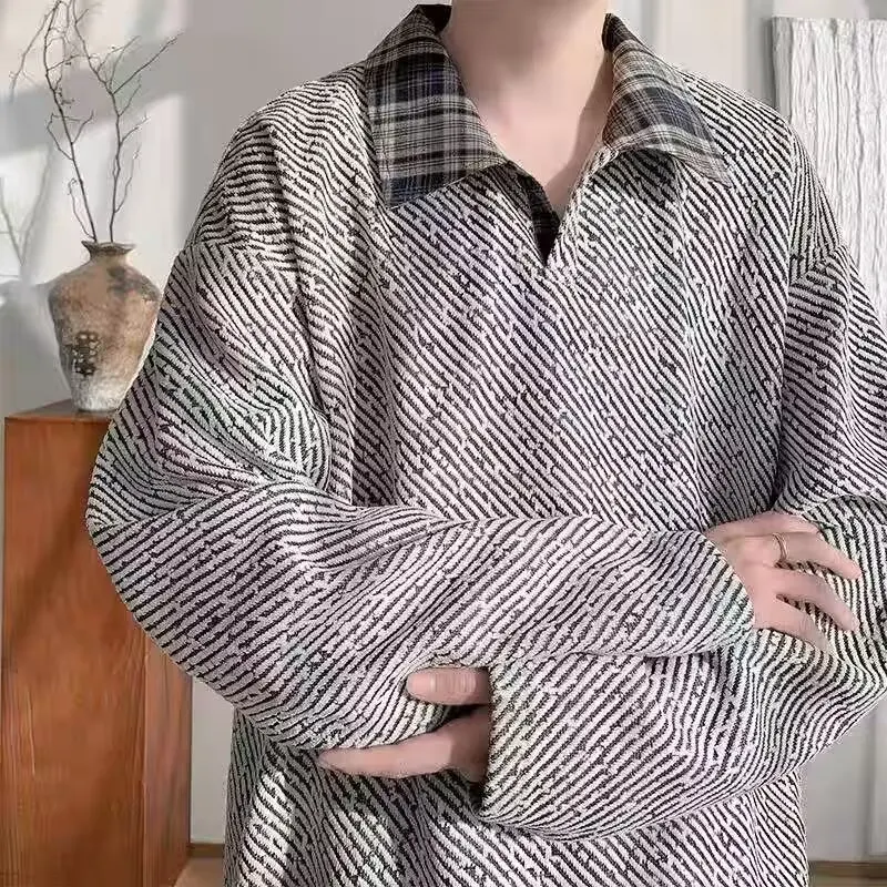 

Мужской вязаный свитер оверсайз из плотного синели (250 г/м²) для осени и зимы, в стиле «ленивый шик»...