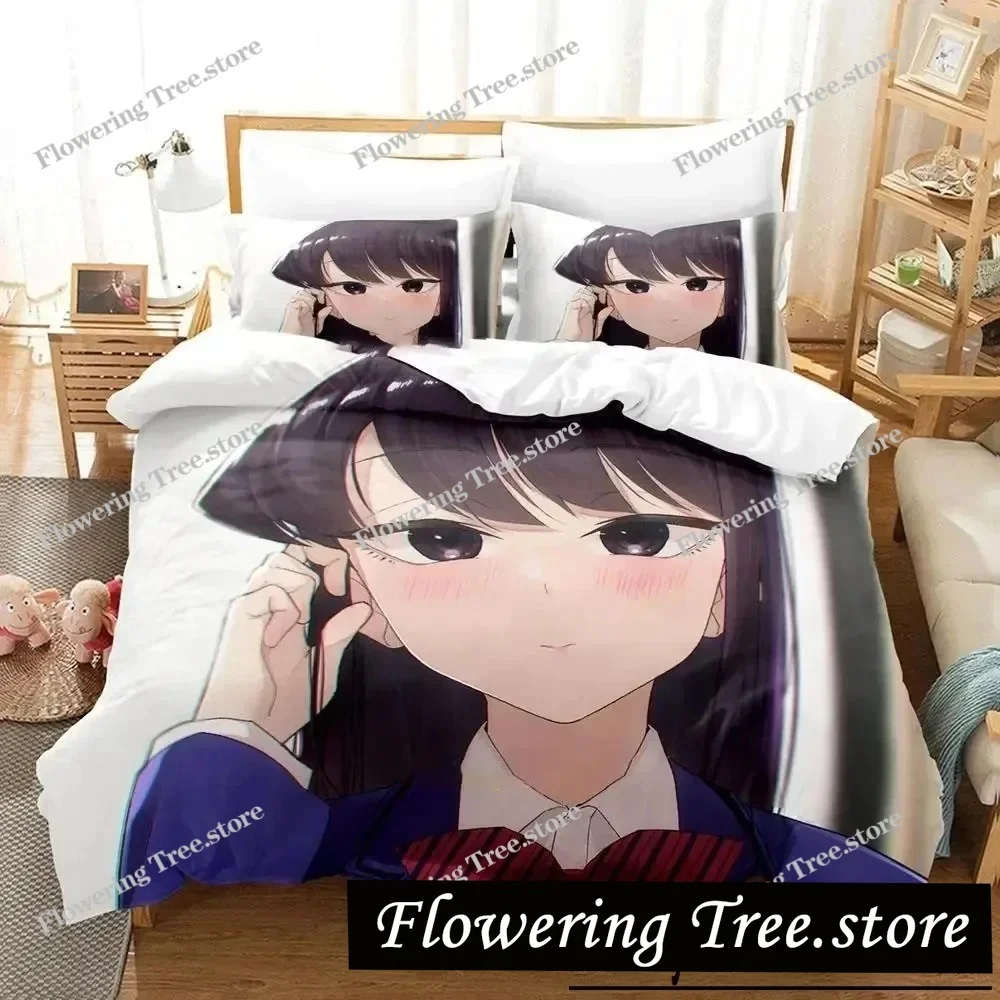 Anime Komi Can't Communicate Bedding Set Duvet Cover Bed Set Quilt Cover Pillowcase Comforter king Queen Size Boys Adult