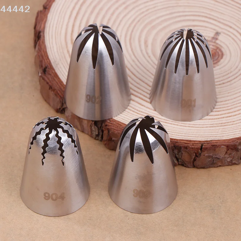 pogyrt 901 902 903 904 Stainless Steel Large Size Close Star Piping Nozzle Cream Icing Tips Cake Fondant Kitchen Baking Tool