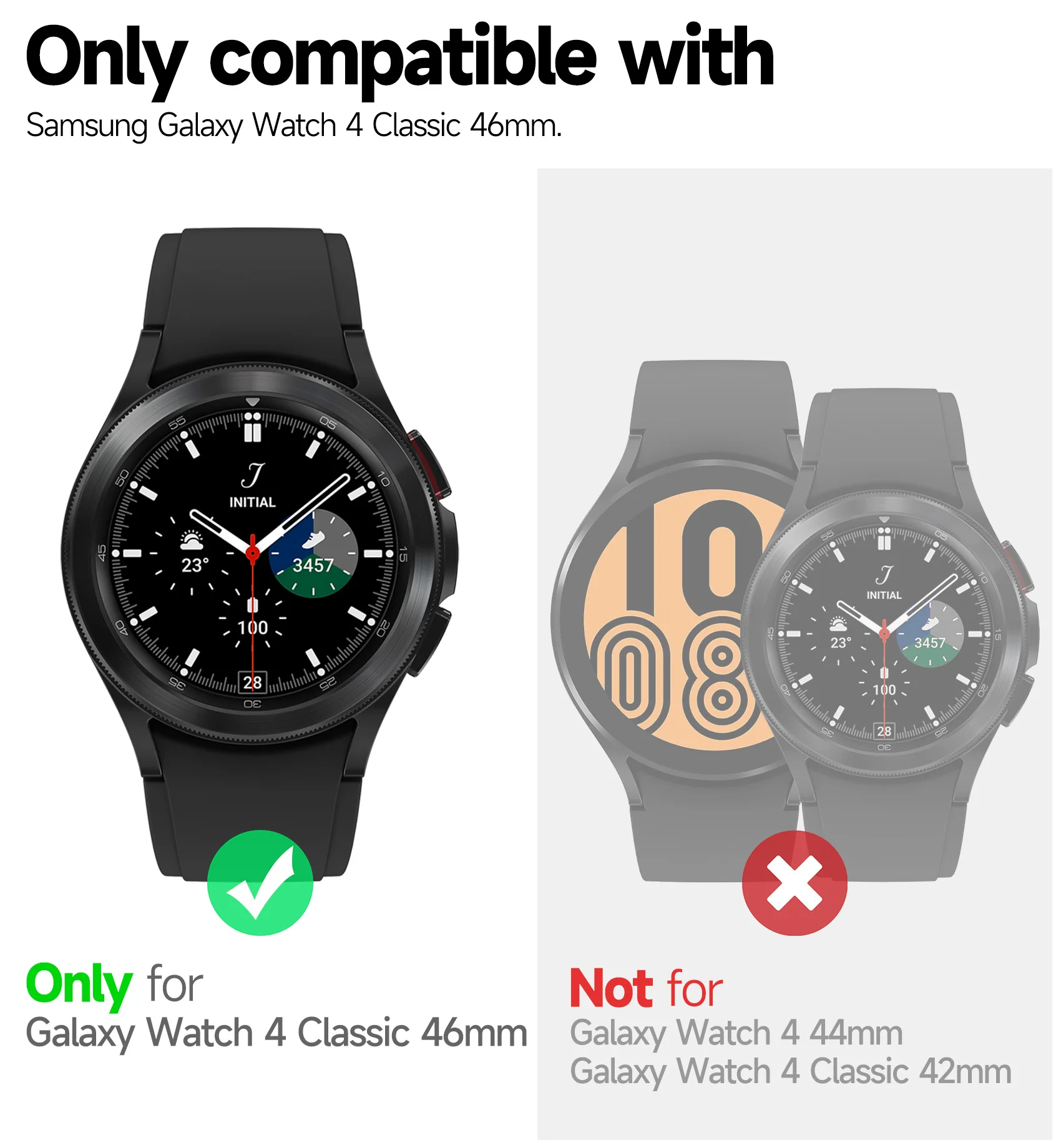Dexnor Sports Case For Samsung Galaxy Watch 4 Classic 46mm Adjustable Watch Band Rugged Grade Shockproof uni-body design Cover