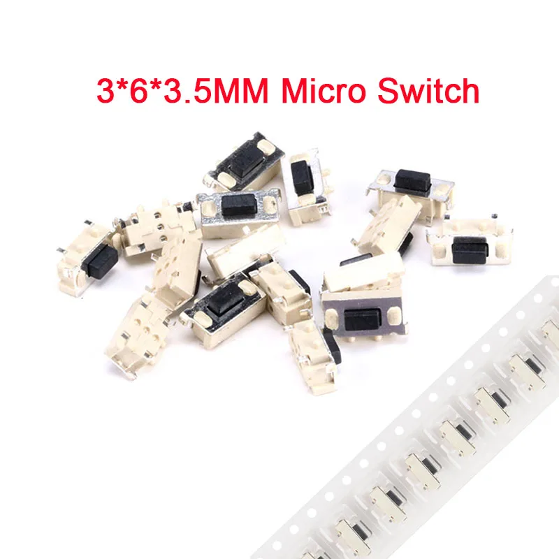 10-50Pcs 3*6*3.5MM 3*6mm 3X6X3.5 Micro Tactile Tact Keys Buttons SMD Push Side Button Switches