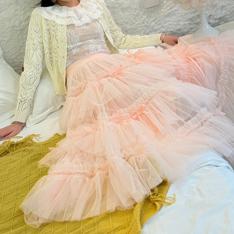 TIYIHAILEY Nuove Donne Della Maglia Autunno Primavera Lungo Maxi Gonne di Alta Qualità Abito di Sfera Gonna Orlo Grande Gonne Custom Made 2026 Nuovo XS-2XL