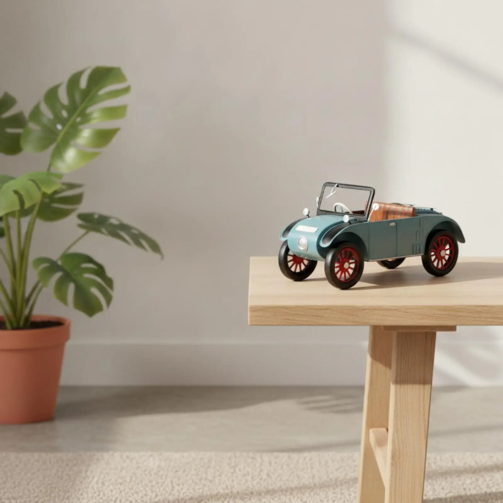 Classic Old Car Miniature Metal Tinplate Vintage Vehicle Replica Ornament Detailed Headlights Nostalgic Desk Display for Study