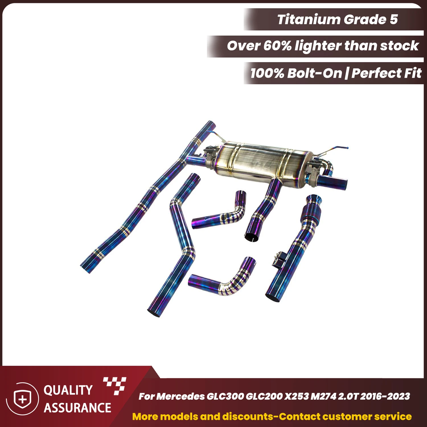 

Performance Valvetronic ECCF Titanium Catback For Mercedes GLC300 GLC200 X253 M274 2.0T 2016-2023 Switchable Sound Lightweight