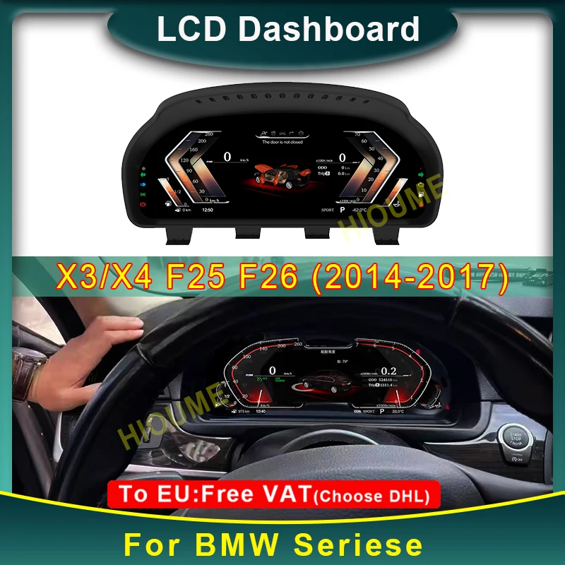 

12.5" Car LCD Digital Dashboard Panel Instrument Cluster Cock Speedometer Multimedia for BMW X3 X4 F25 F26 2014-2017