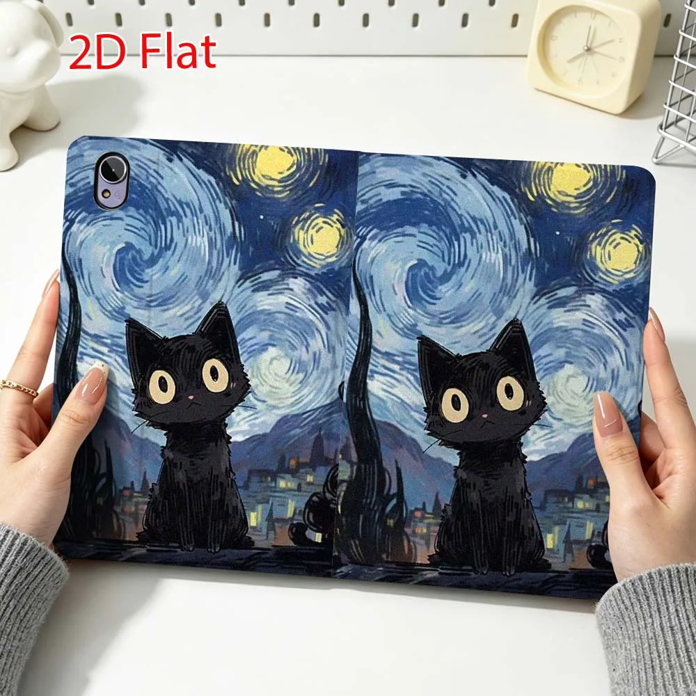 Cartoon Black Cat Starry Night Popular For Huawei MediaPad MatePad Honor Pro V6 9 V8 X9 12 X 13.3 SE 11 11.5 Inch Tablet Case