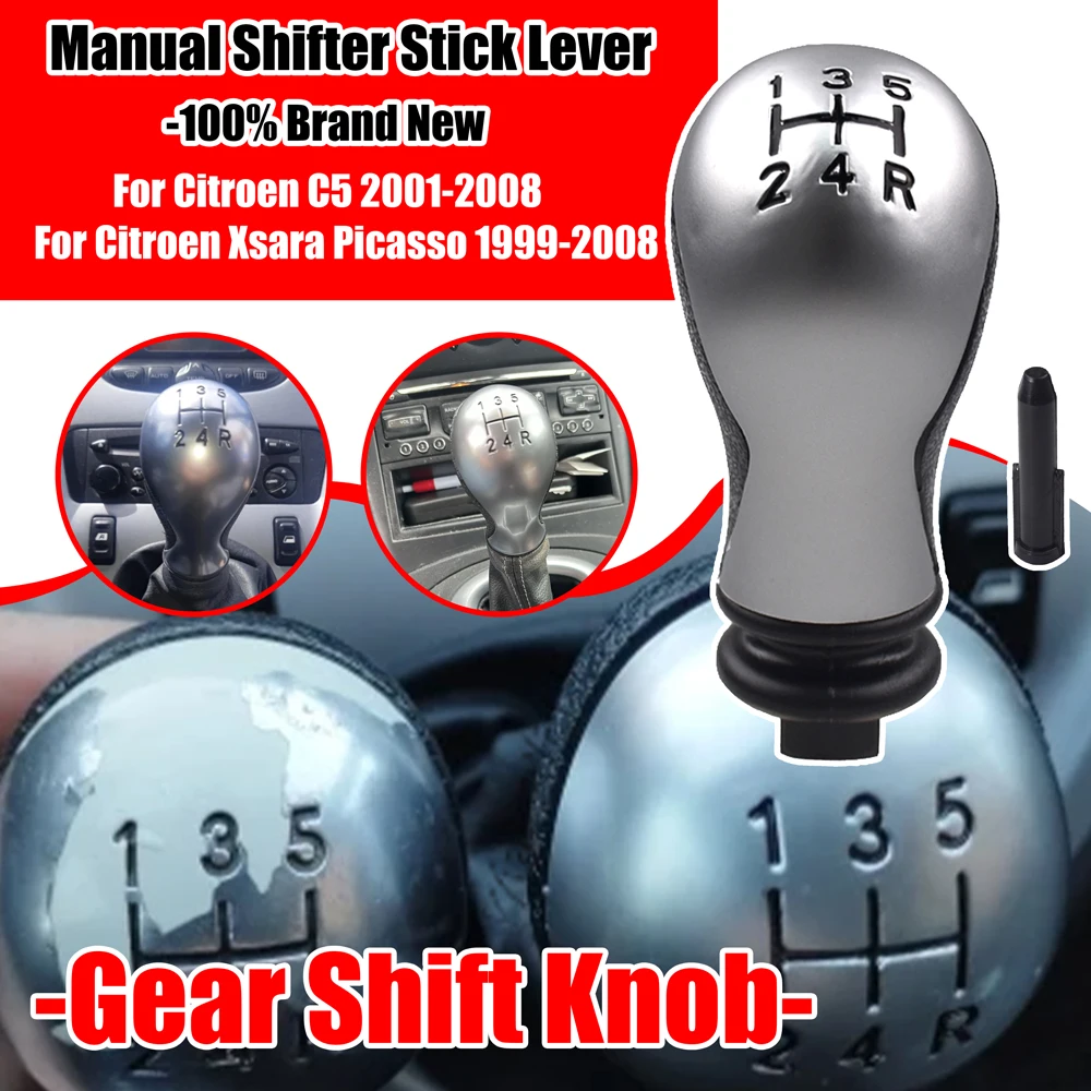 For Citroen C5 2001-2008 Xsara Picasso Car Gear Shif t Knob 5 Speed Car Gear Shif t Shif ter Knob Stick Head Manual Replacement