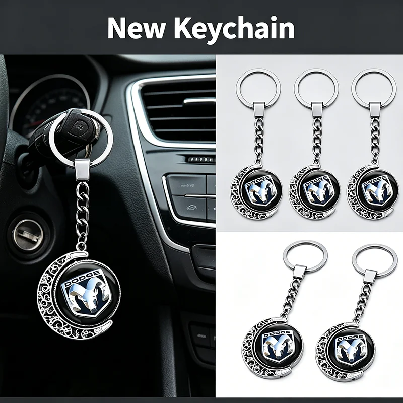 Chaveiros de Liga Metálica com Emblema de Carro para Dodge Caliber, RAM, Journey, Caravan, Charger, Viper, Dakota, Durango, Nitro