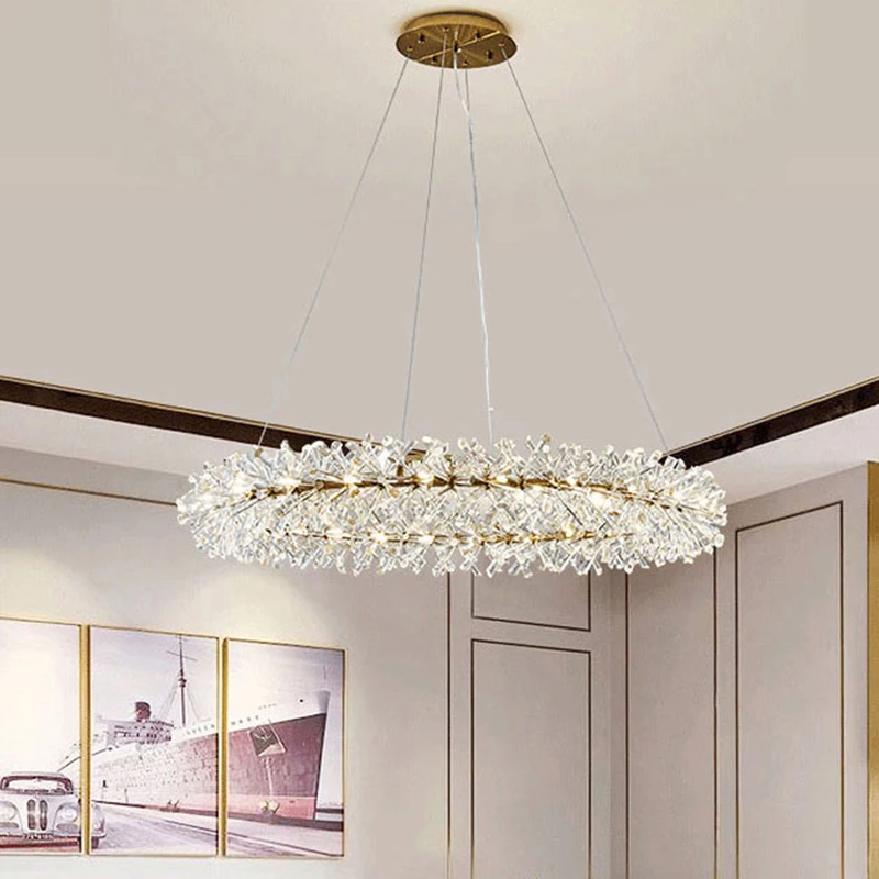 

Modern Chandeliers Indoor Luxury Crystal Pendant Lighting Ceiling Chandelier Lamp Modern Round Living Room Bedroom Hanging Lamp