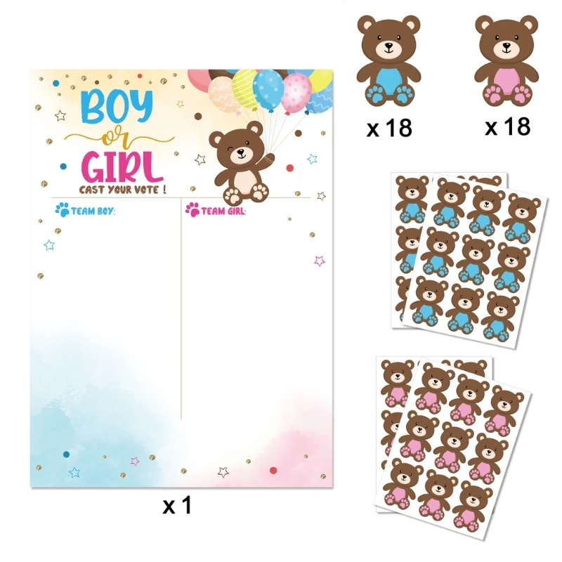 Gender Reveal Party Decorations Baby Gender Reveal Voting Poster with Stickers Boy or Girl Gender Reveal Games for Guest