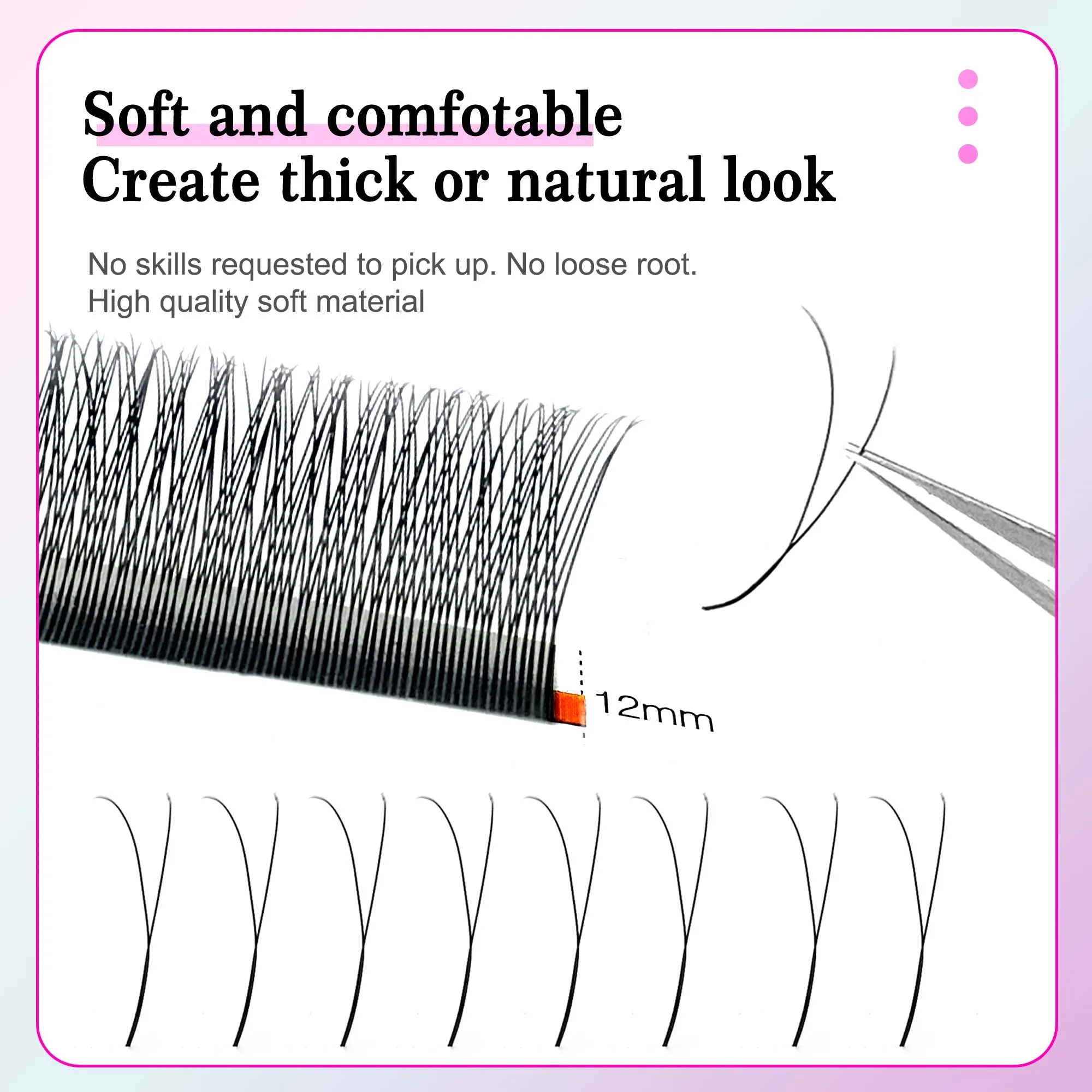 CoMango 2D Y (1D YY) Wimpernverlängerung 12 Reihen weiches russisches Volumen Mink natürliche falsche Wimpern Make-up-Zubehör – Detail 3